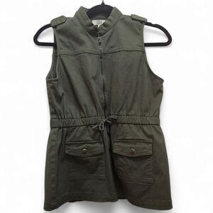 True Craft Girlrs XL Olive Green Utility Vest Military Safari Cargo Drawstring